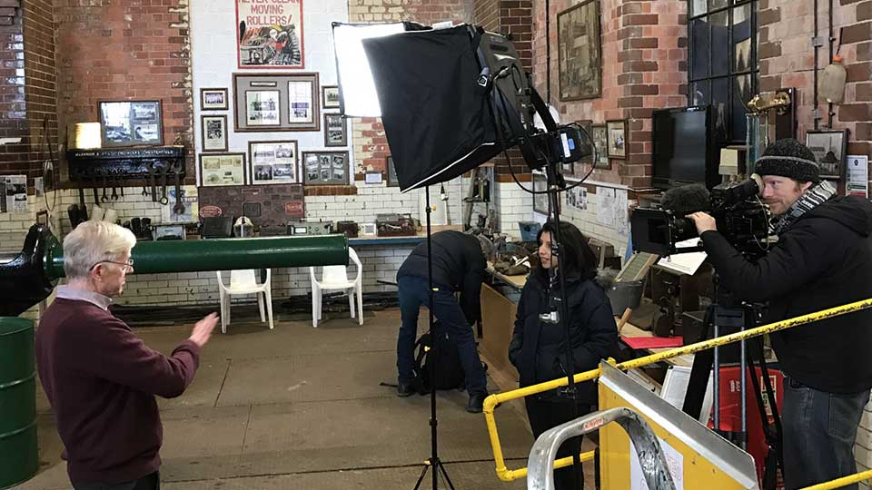 Pleasley Colliery filming a segment for Civilisations Stories: The Art of Mining (2018)